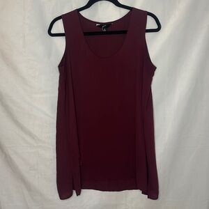 GNW MAROON CHIFFON LONG TANK (M)